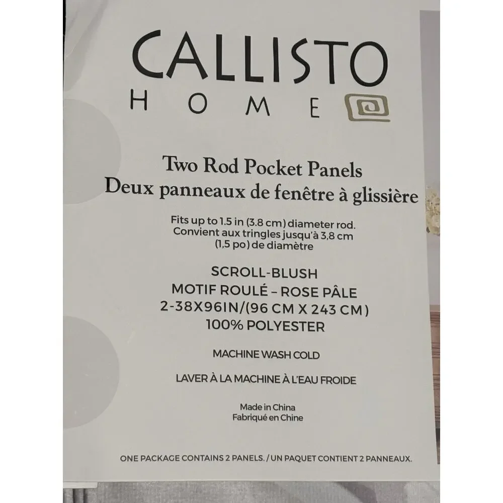 Callisto Home Heron Bird Window Curtains Panels 38 X 96” Set Of 2 Panels Blush